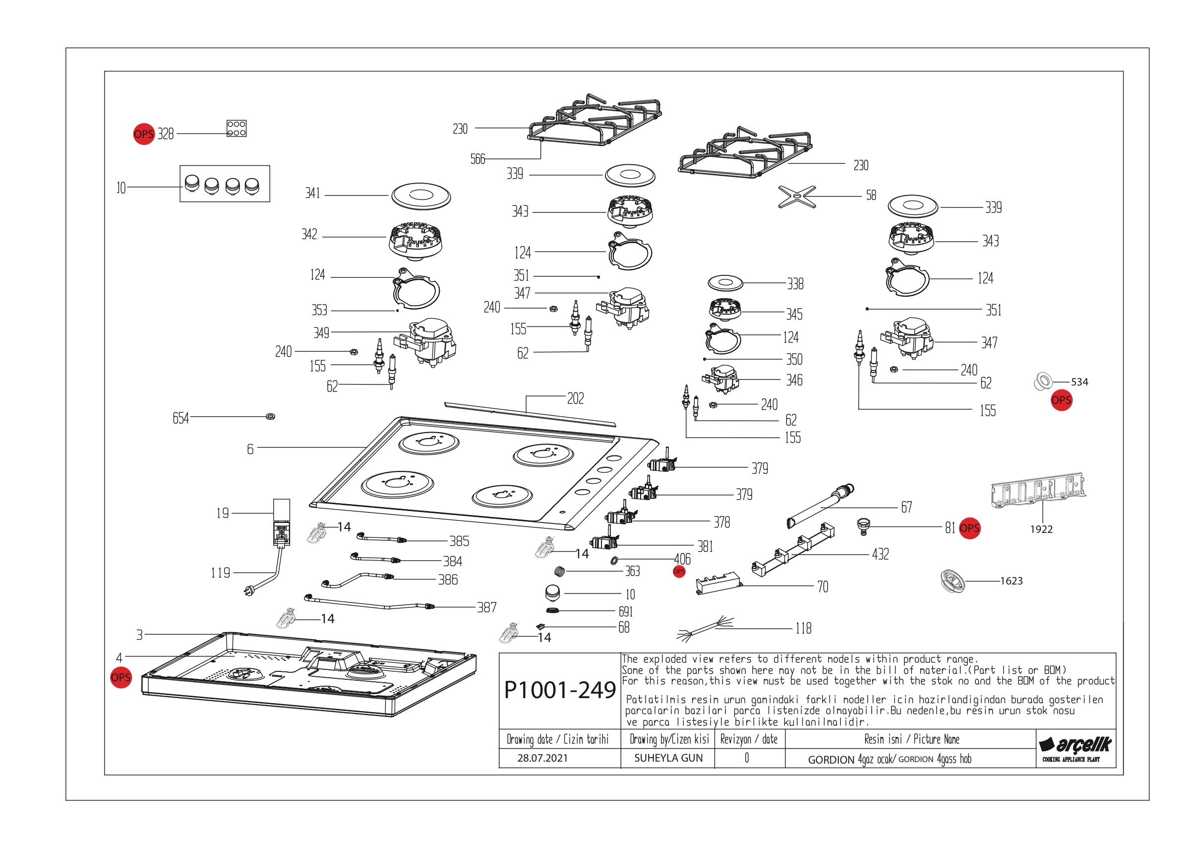 GORDION 4 GAZ EXPLODED VIEW