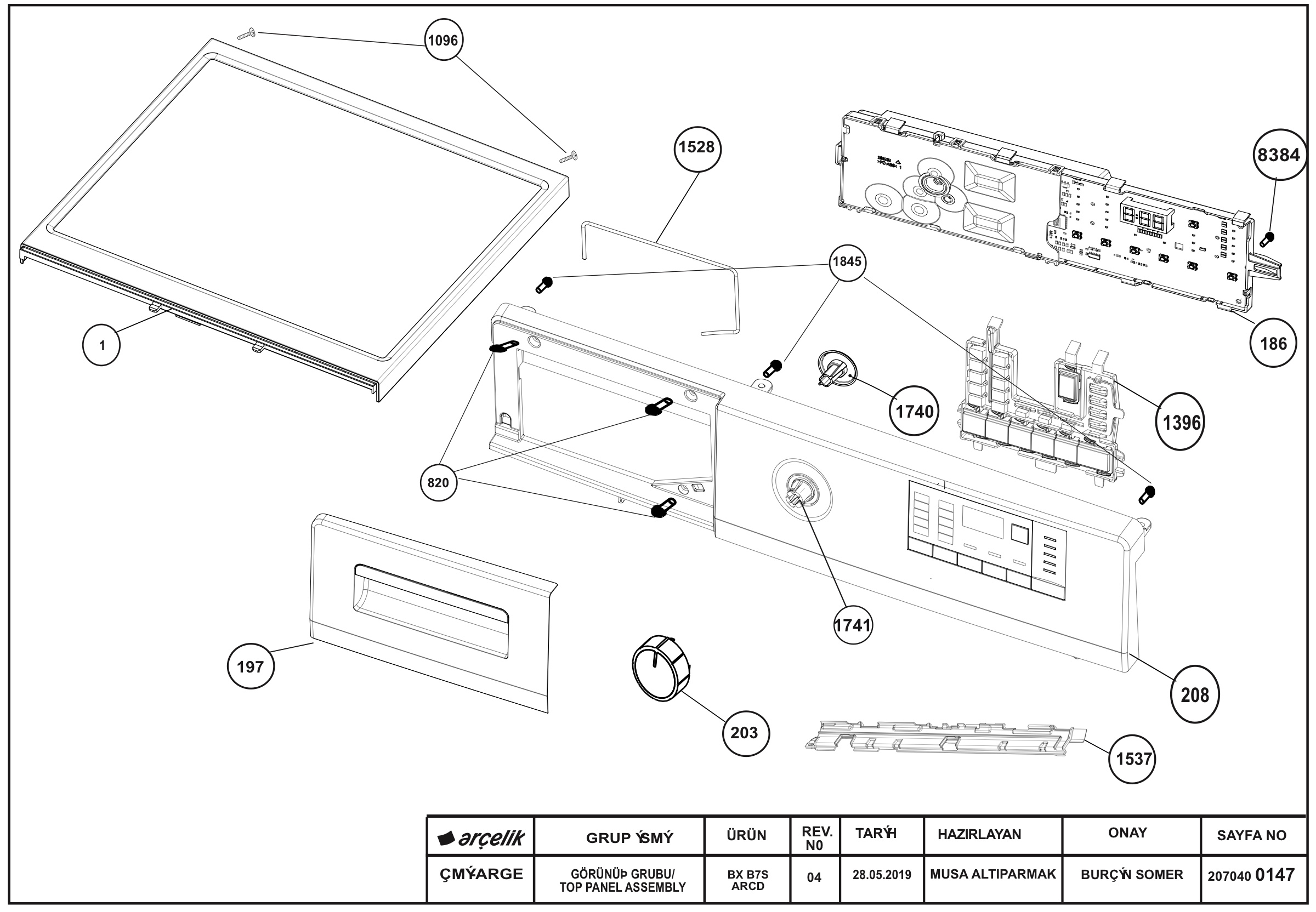Front Panel & Top Frame Group