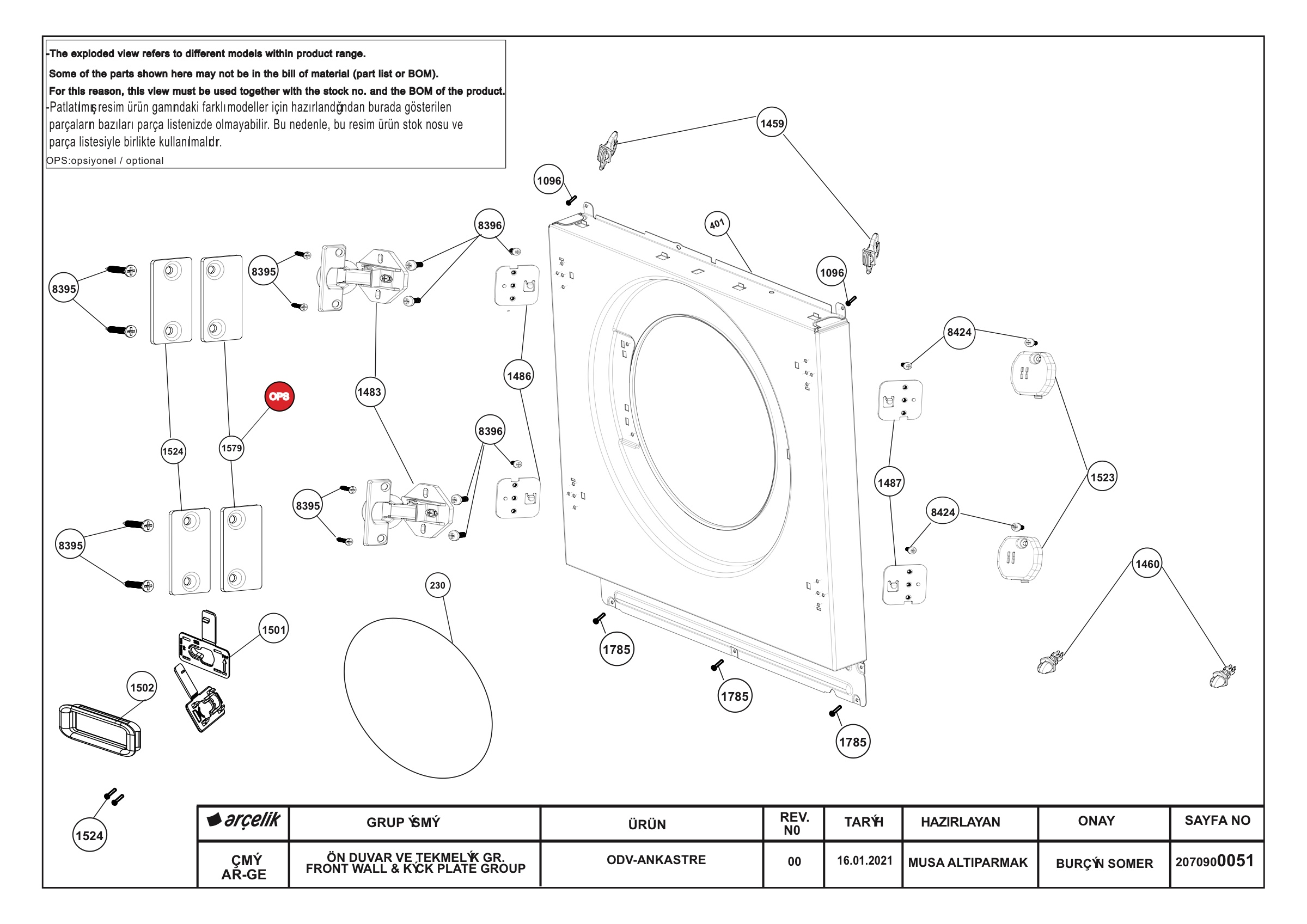 Front Wall & Kick Plate Group