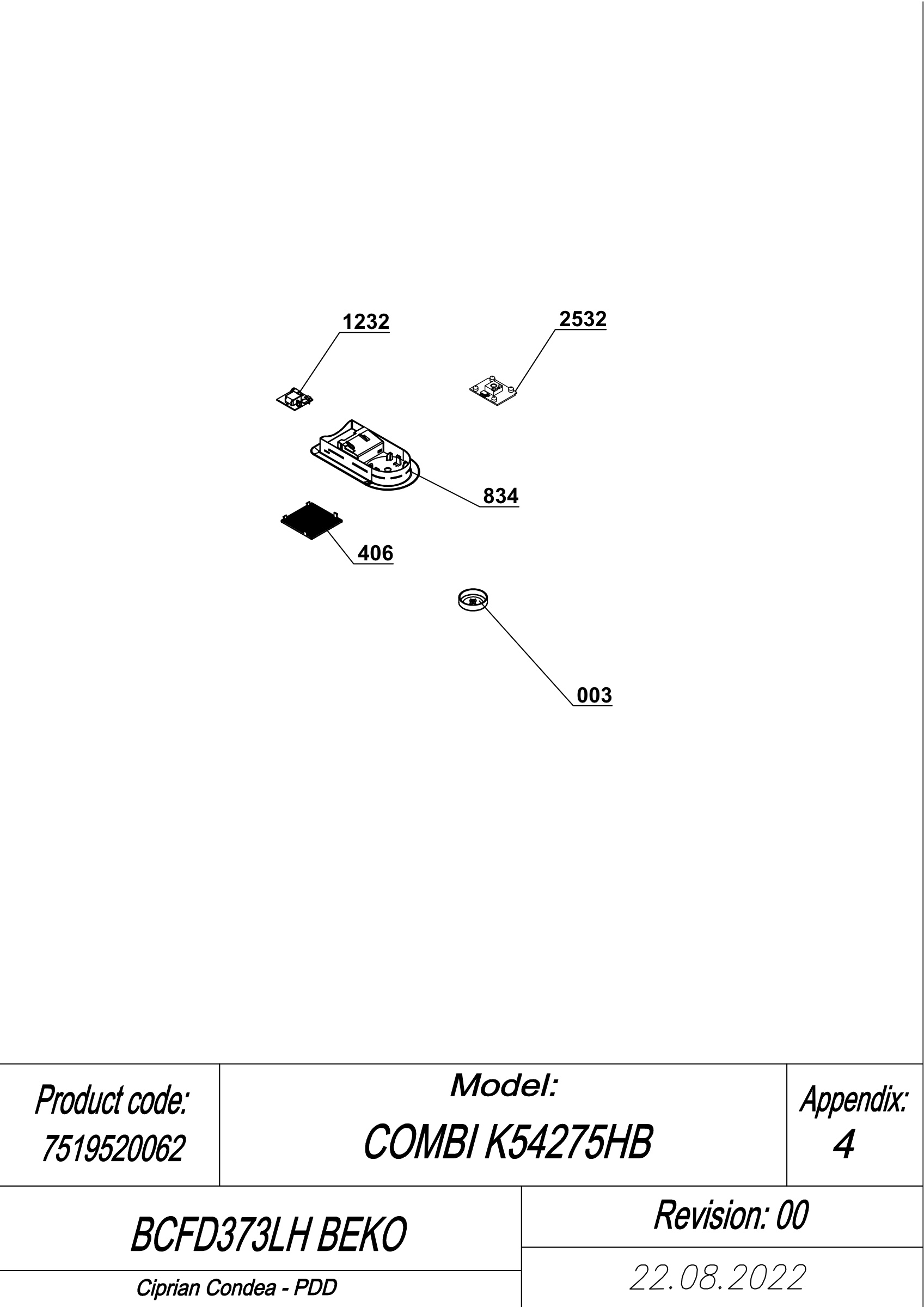 EXPLODED VIEW LEDS BCFD373LH BEKO