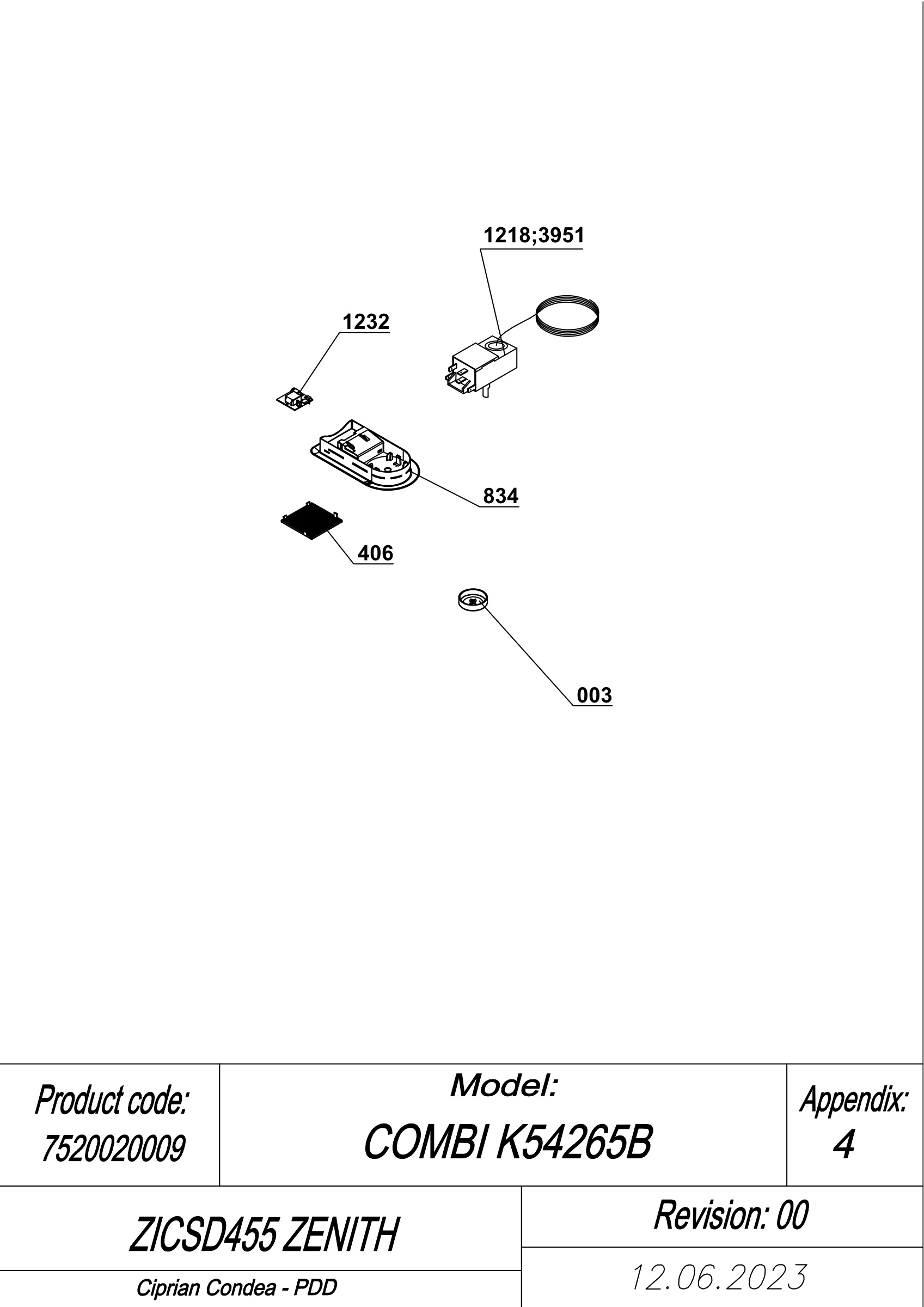 EXPLODED VIEW LEDS ZICSD455 ZENITH