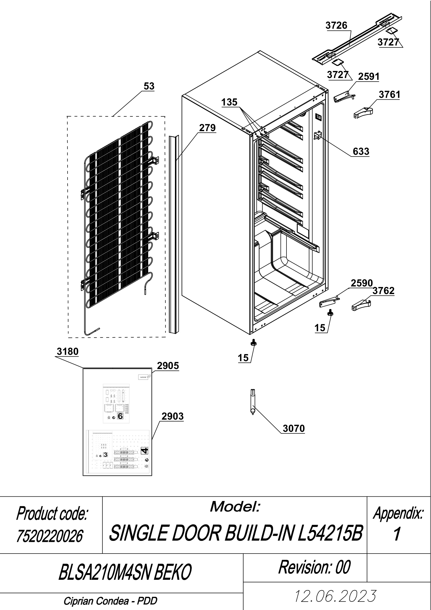 EXPLODED VIEW CABINET BLSA210M4SN BEKO