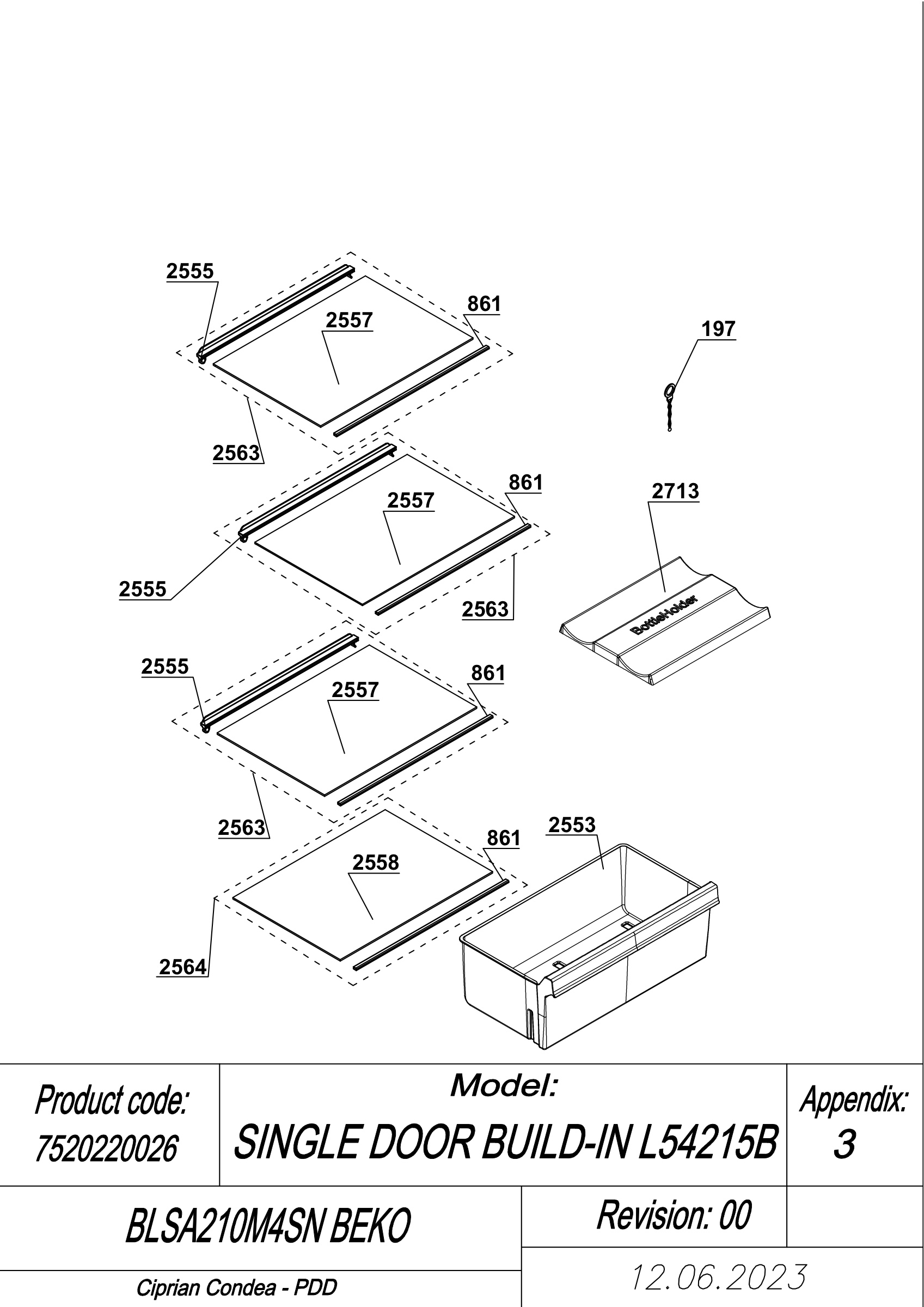 EXPLODED VIEW SHELVES BLSA210M4SN BEKO