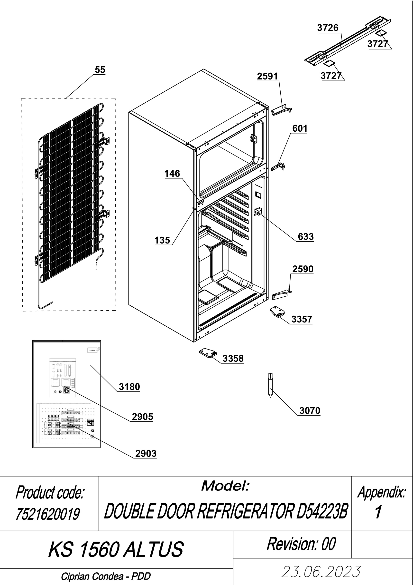 EXPLODED VIEW CABINET KS 1560 ALTUS