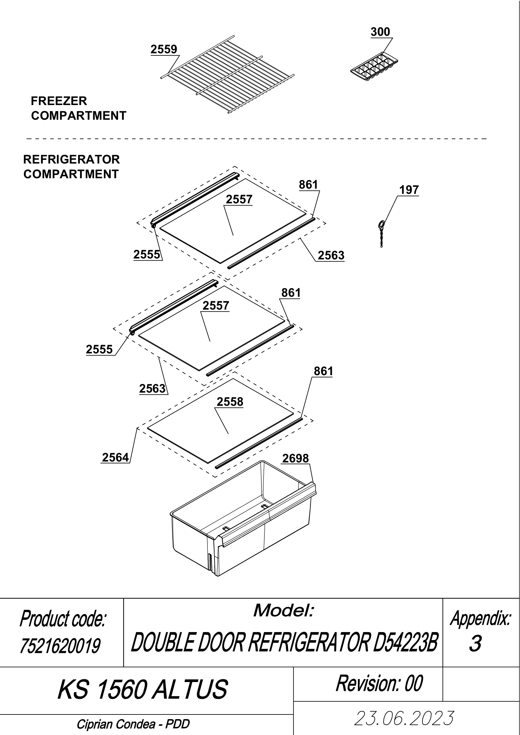 EXPLODED VIEW SHELVES KS 1560 ALTUS