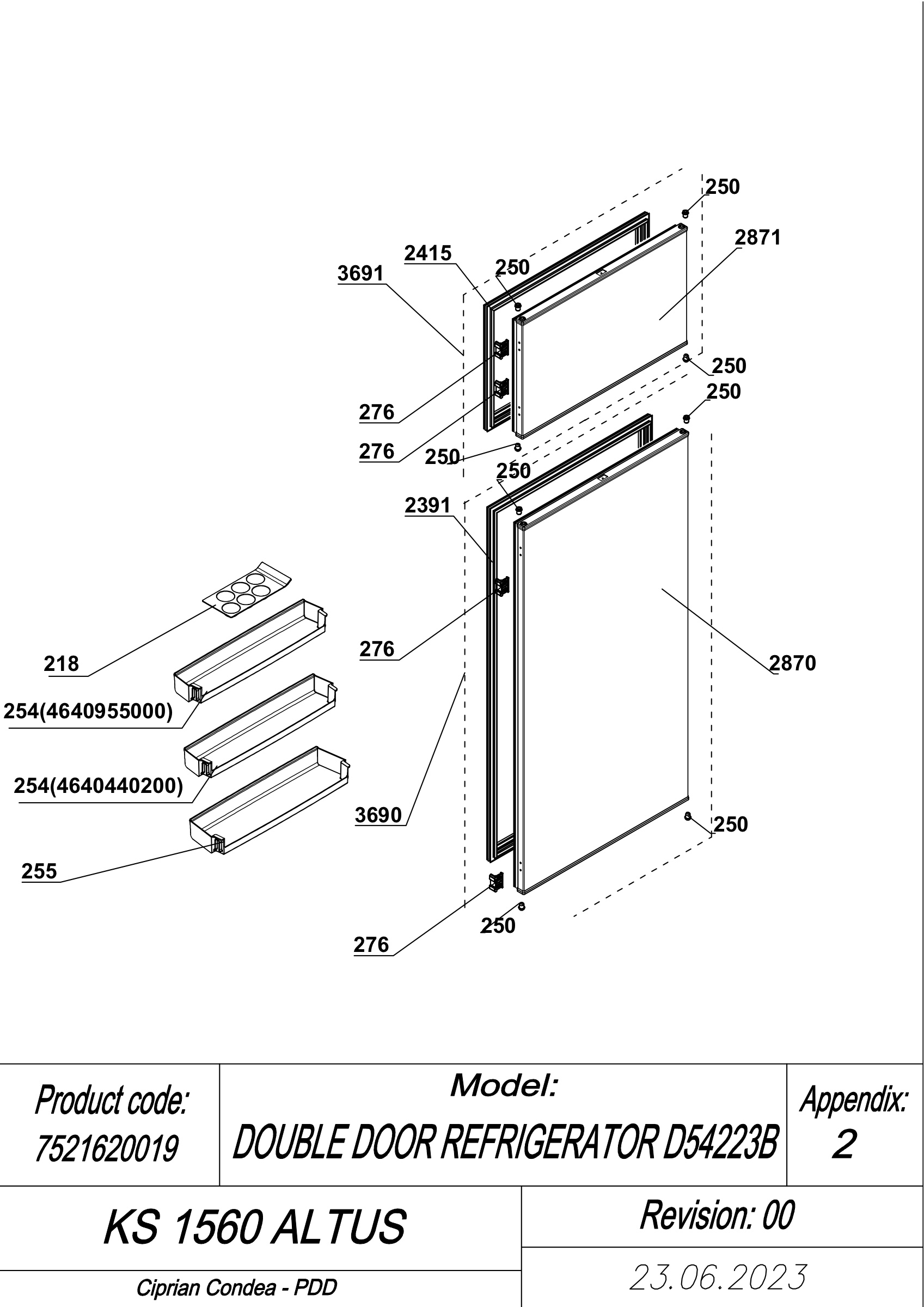 EXPLODED VIEW DOOR KS 1560 ALTUS