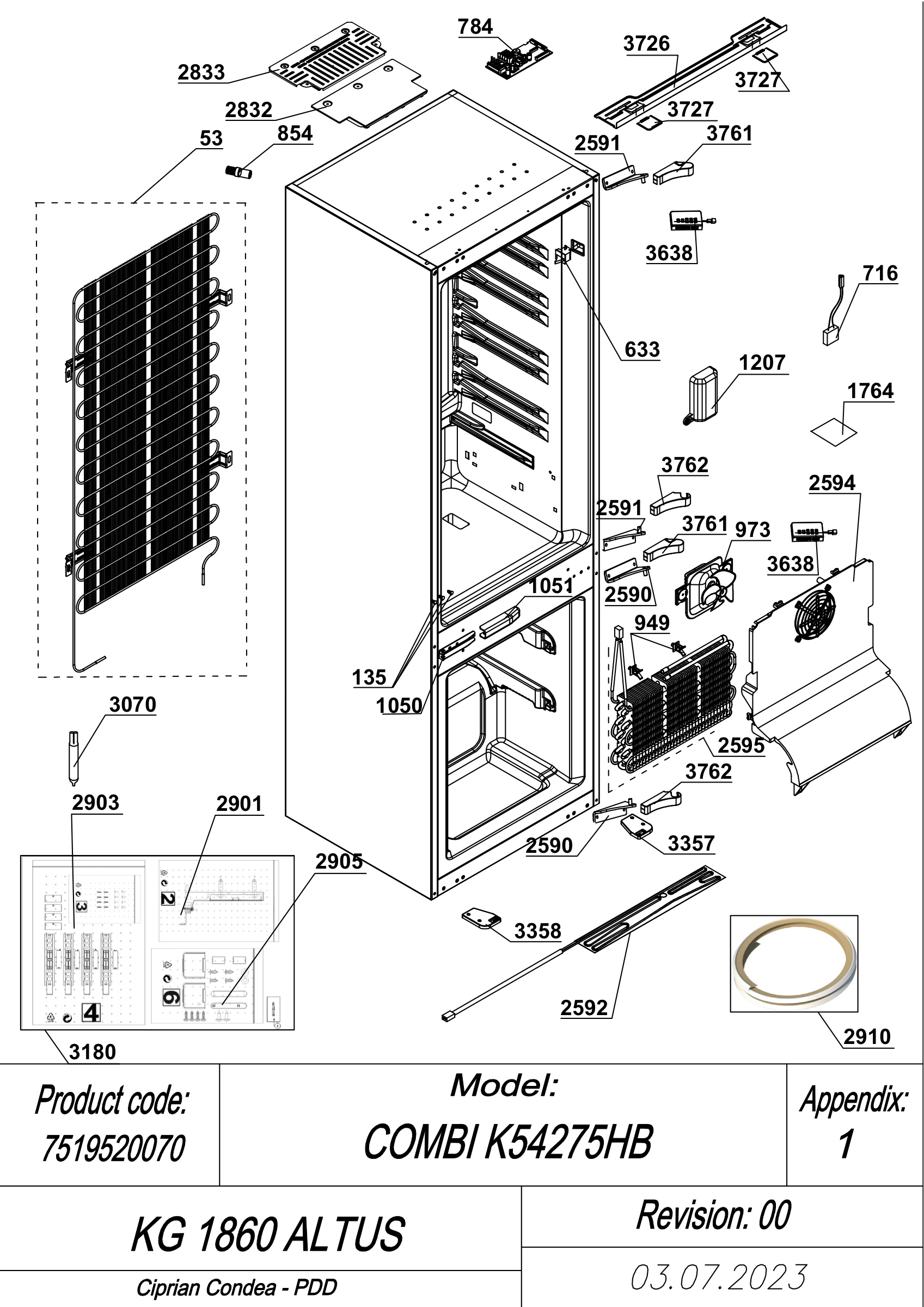 EXPLODED VIEW CABINET KG 1860 ALTUS