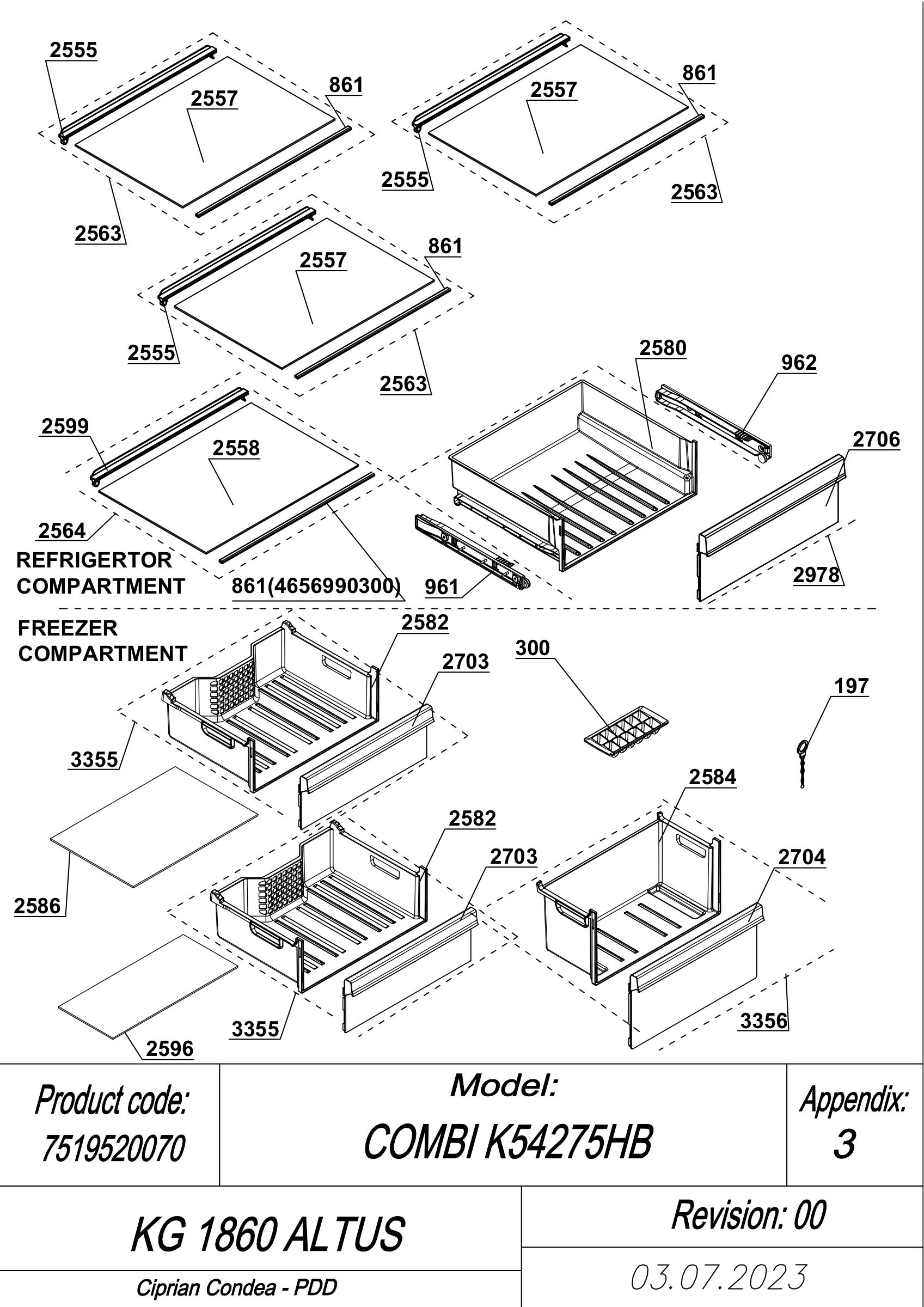 EXPLODED VIEW SHELVES KG 1860 ALTUS