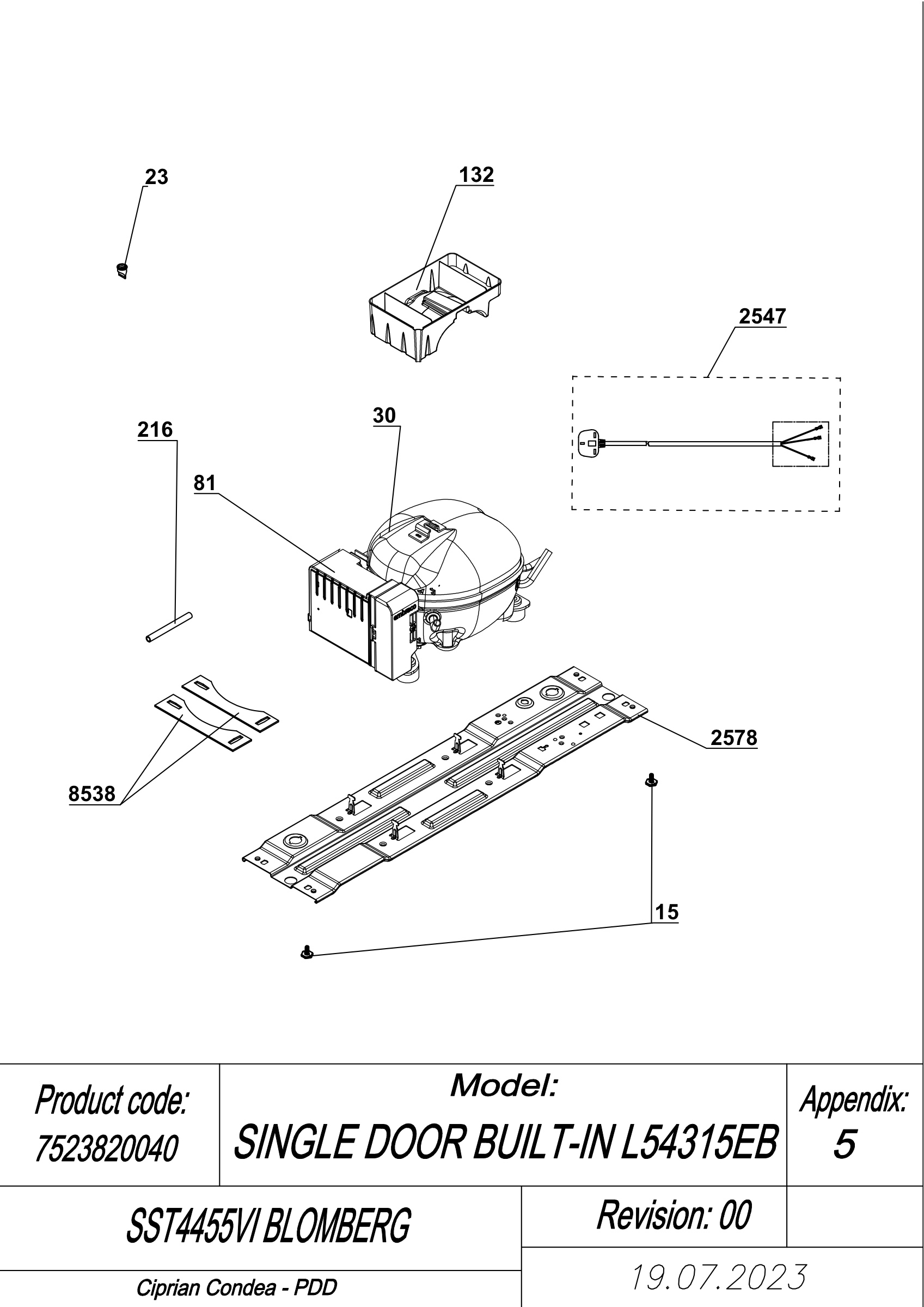 EXPLODED VIEW COMPRESSOR SST4455VI BLOMBERG