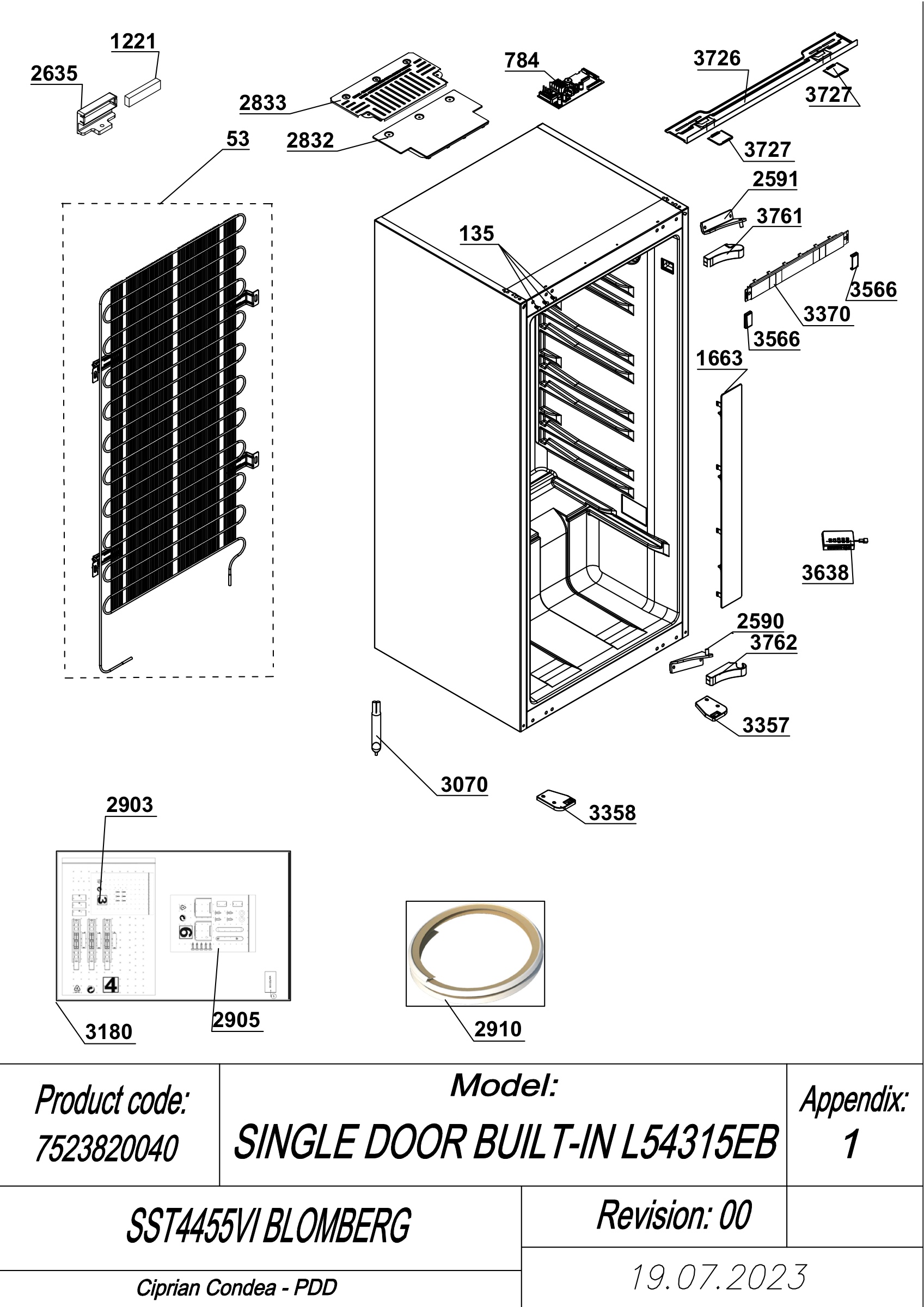 EXPLODED VIEW CABINET SST4455VI BLOMBERG