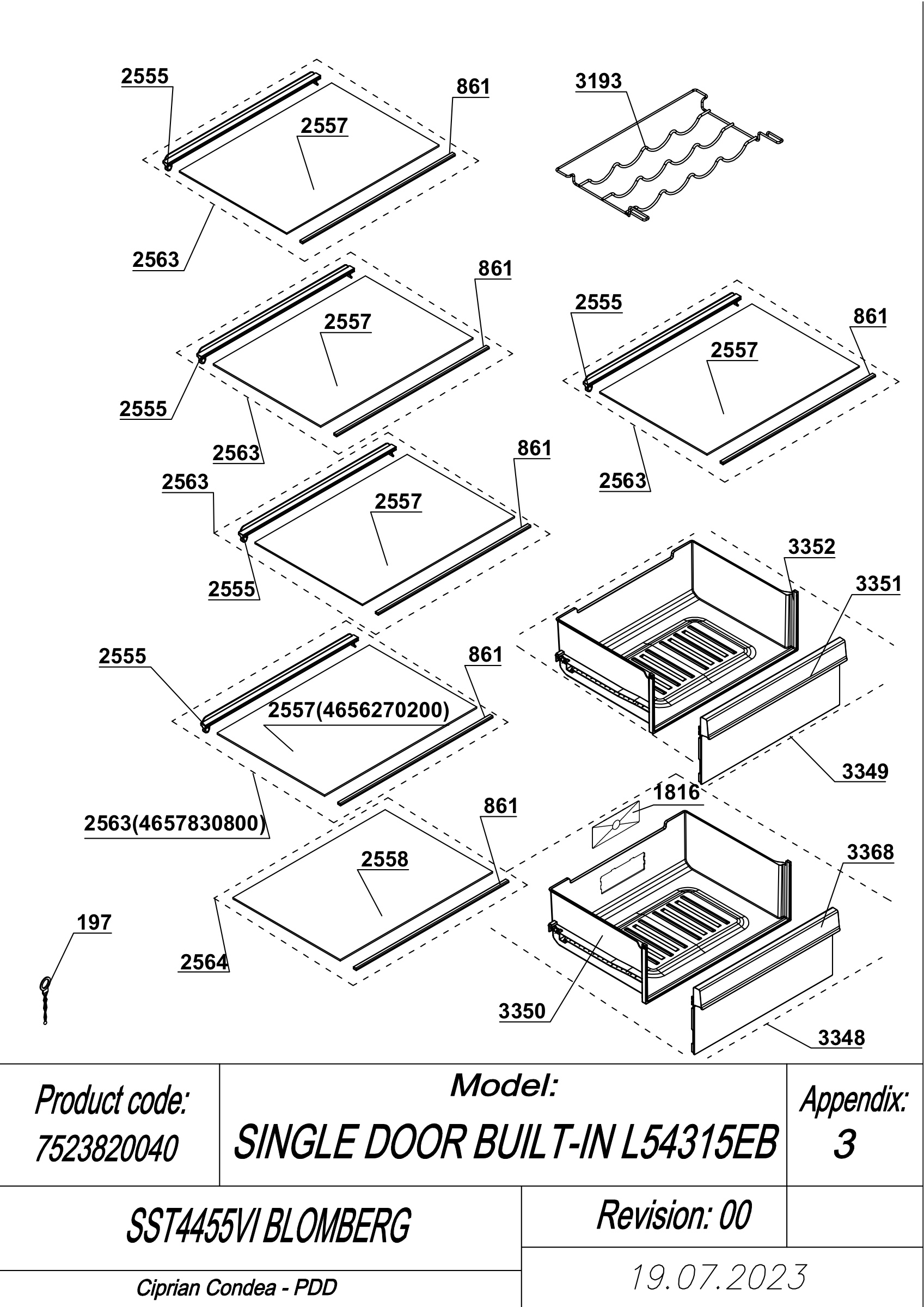 EXPLODED VIEW SHELVES SST4455VI BLOMBERG
