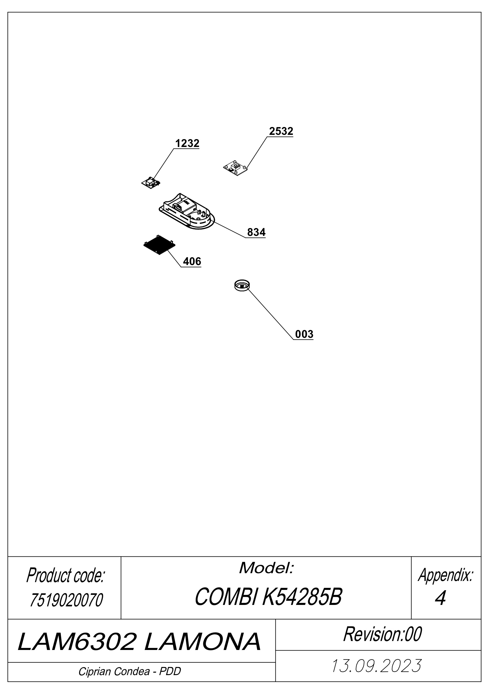 EXPLODED VIEW LEDS LAM6302 LAMONA
