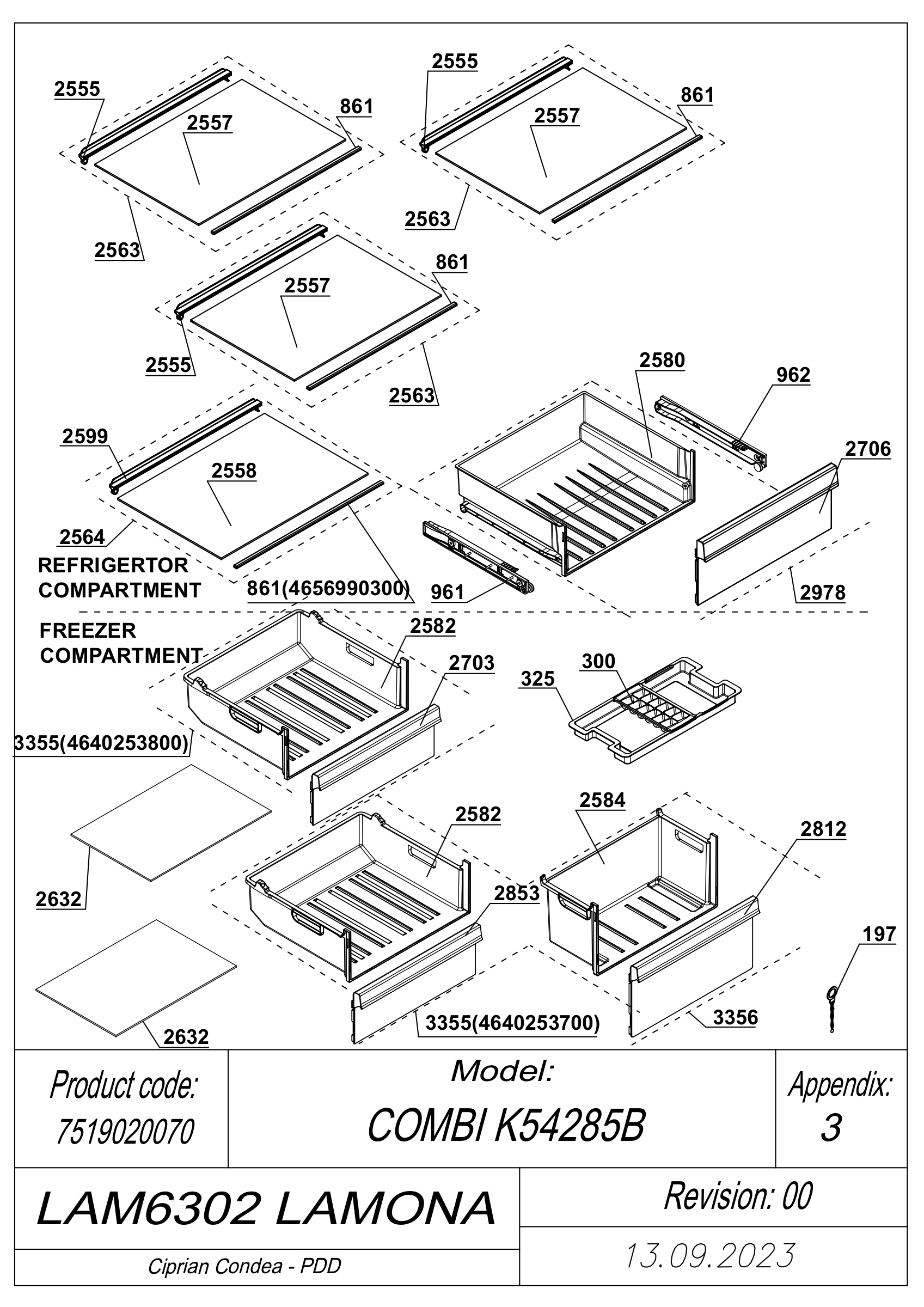 EXPLODED VIEW SHELVES LAM6302 LAMONA