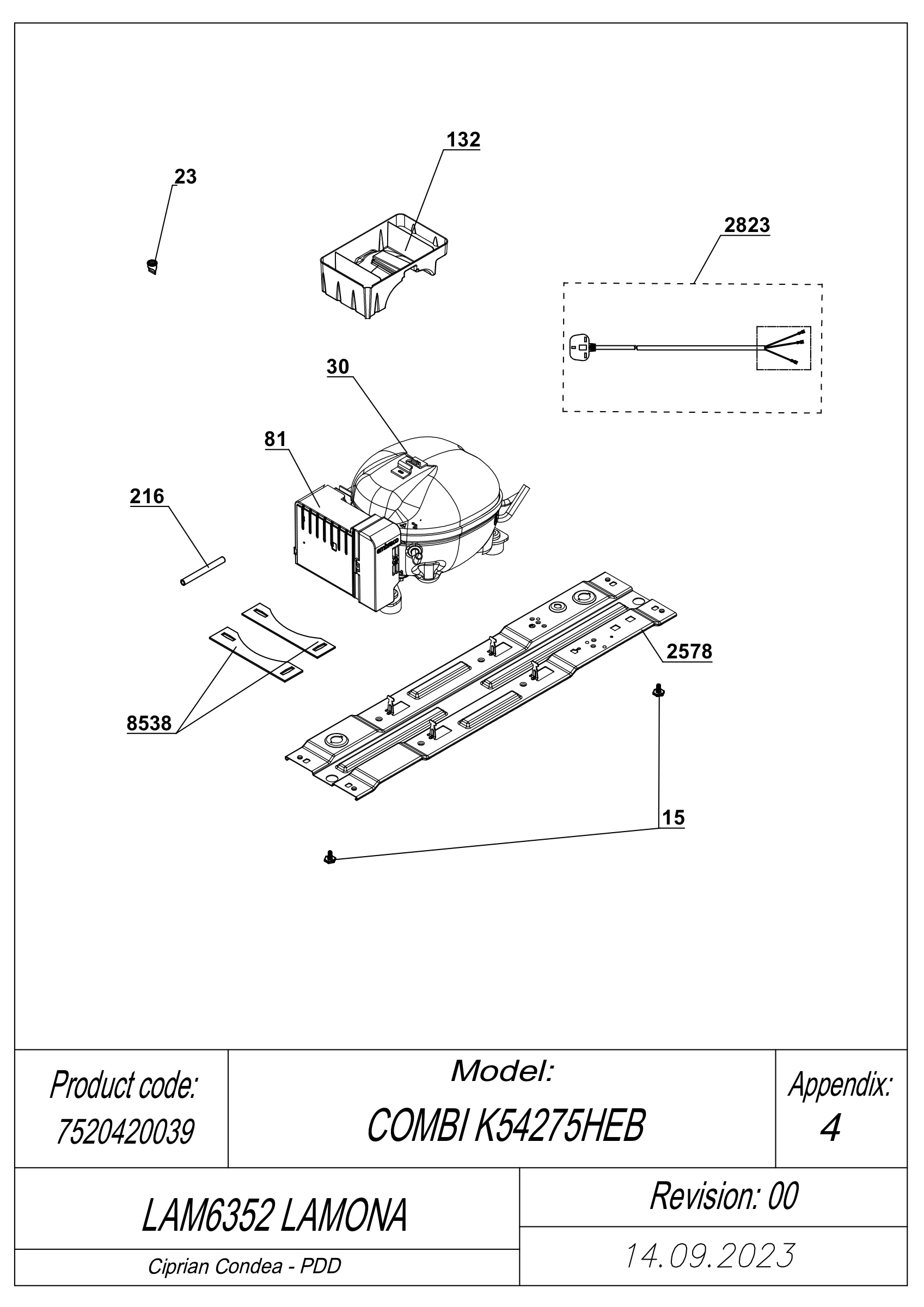 Lamona Fridge & Freezer LAM6352 (7520420039) Spares