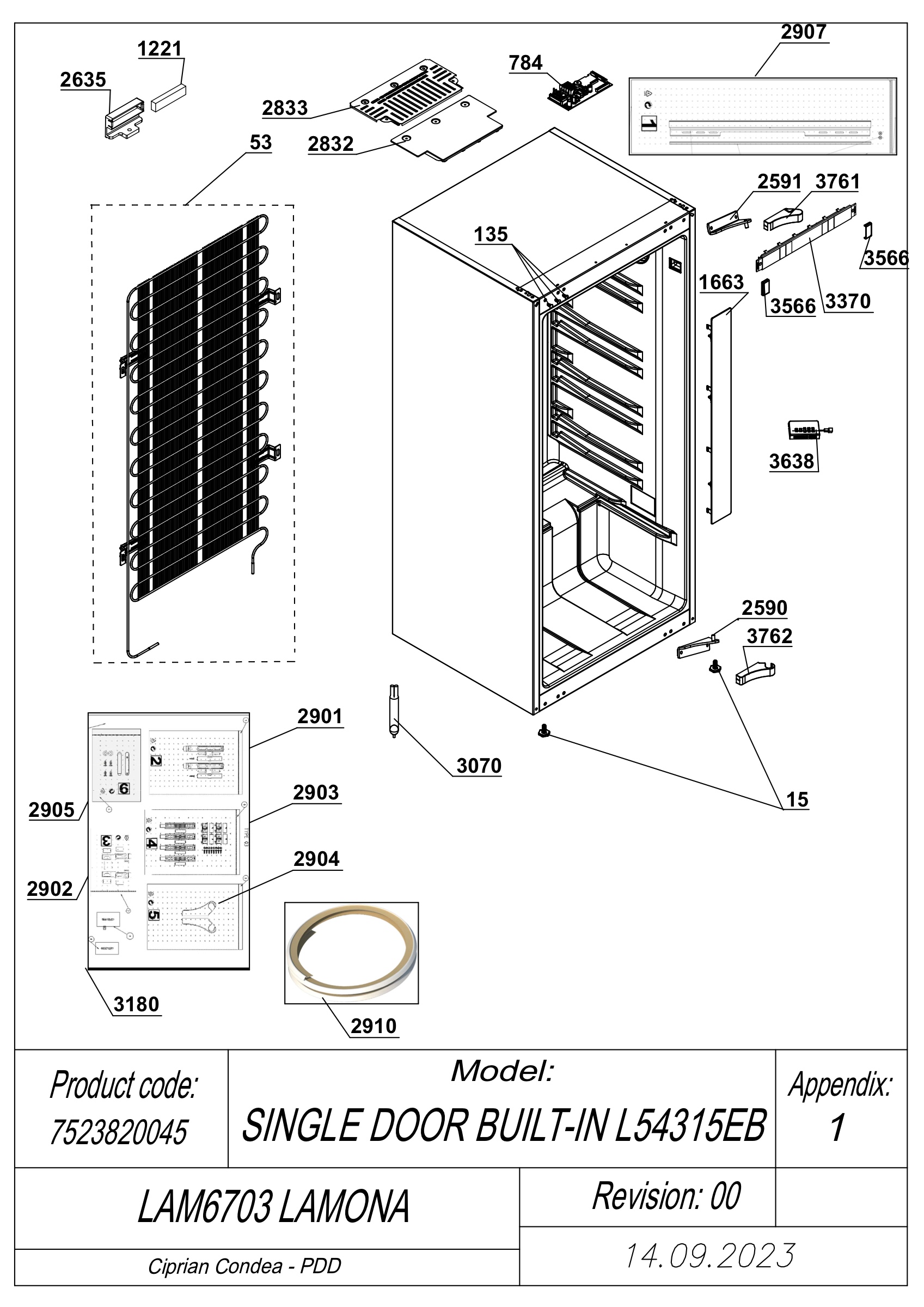 Lamona Fridge & Freezer LAM6703 (7523820045) Spares