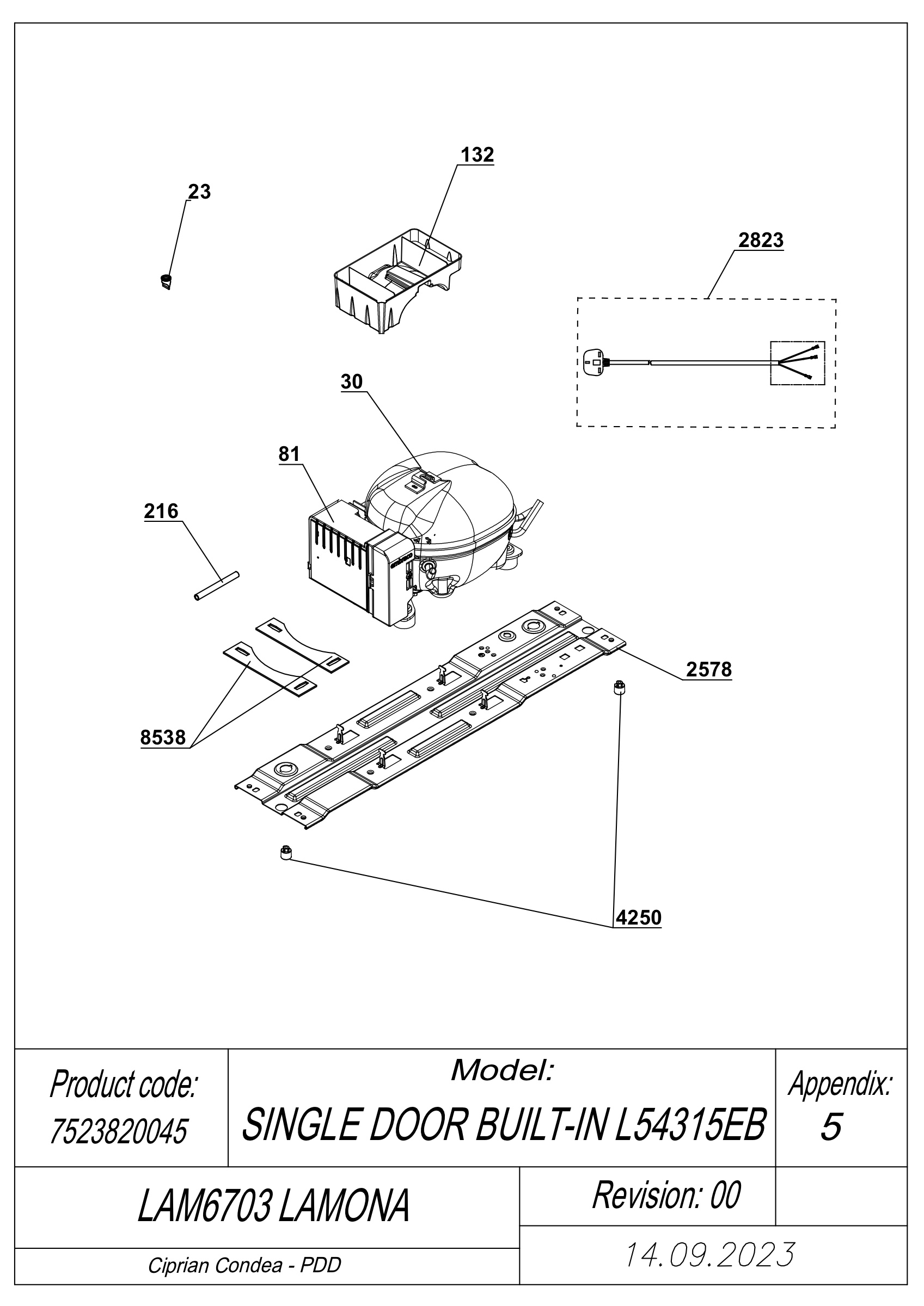 Lamona Fridge & Freezer LAM6703 (7523820045) Spares