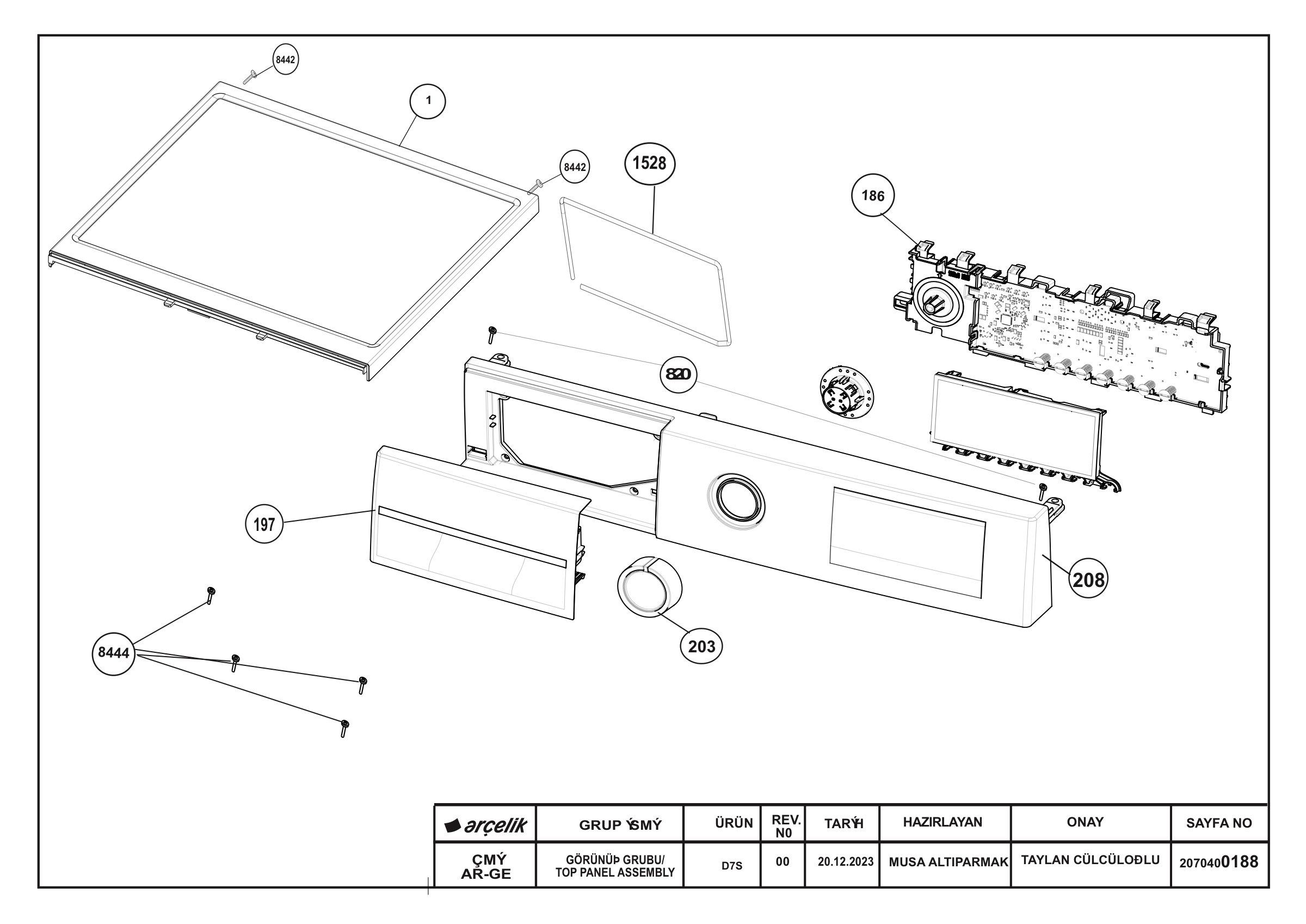Front Panel & Top Frame Group